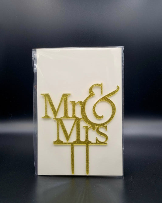 Taarttopper Mr & Mrs – Goud Glitter – foto 2