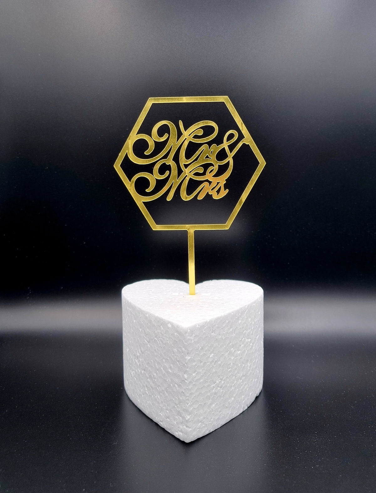 Taarttopper Mr & Mrs Hexagon – Goud – foto 2