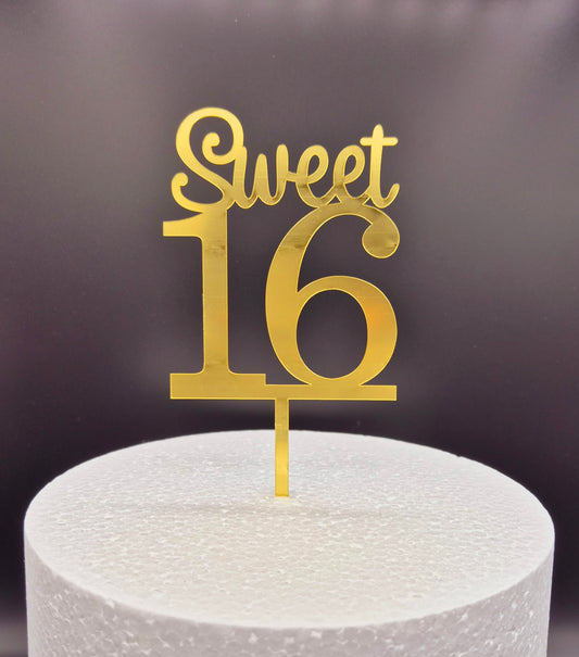 Taarttopper Sweet 16 – Goud – foto 2