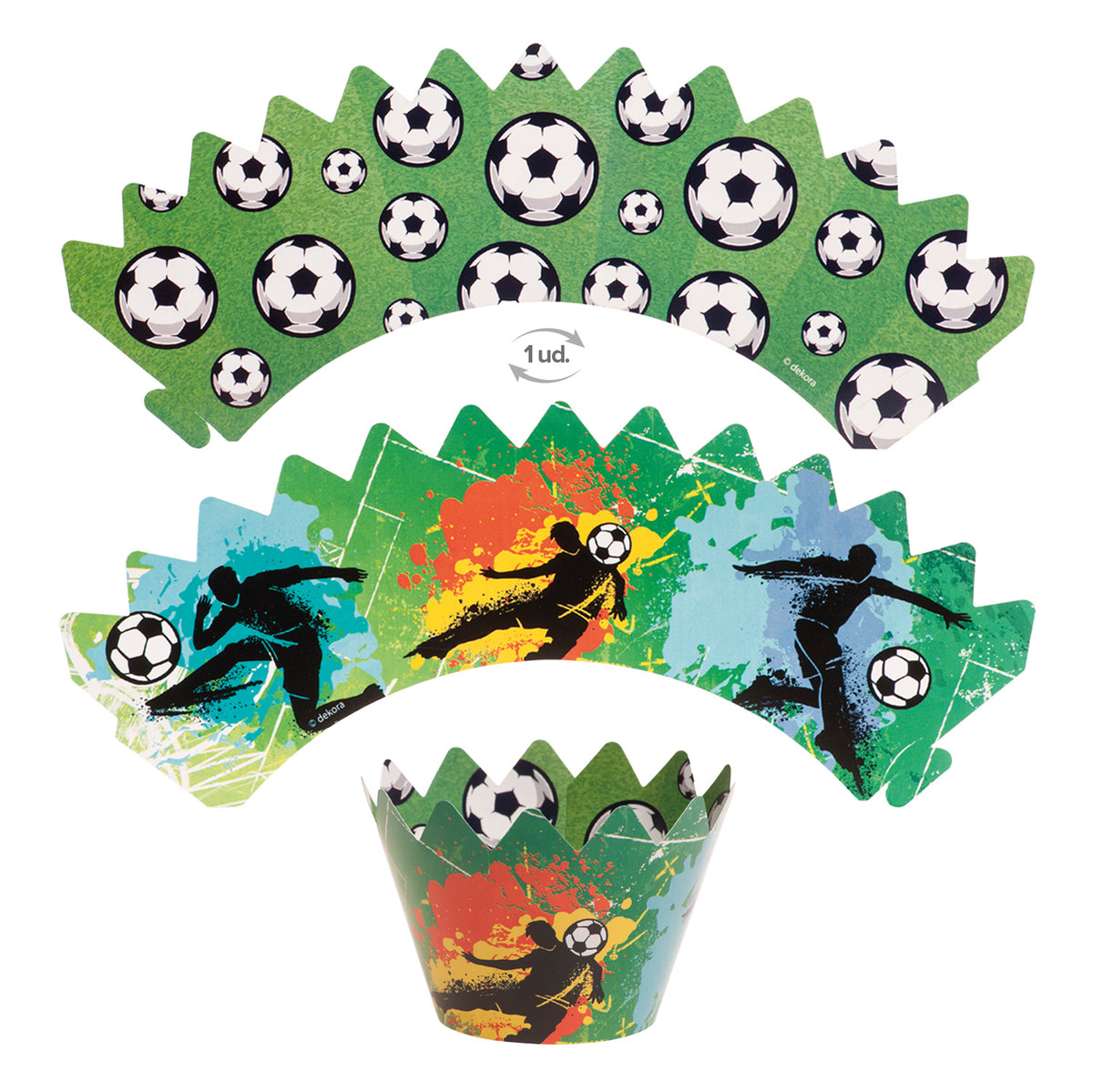 Voetbal cupcake wrappers met toppers (12 stuks)