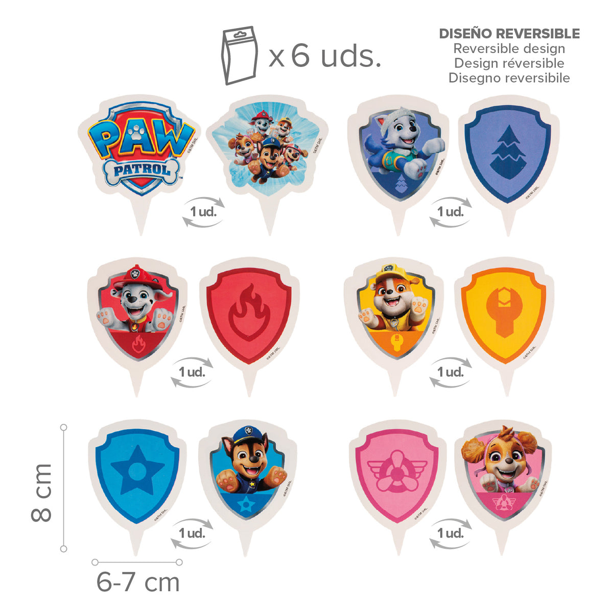 Paw Patrol cupcake wrappers met toppers (12 stuks)