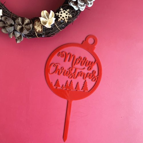 Merry Christmas Taarttopper Kerst Rood Acryl Merry Christmas Taarttopper Kerst Rood Acryl