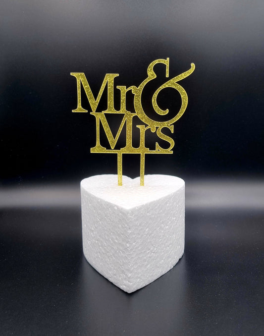 Taarttopper Mr & Mrs – Goud Glitter