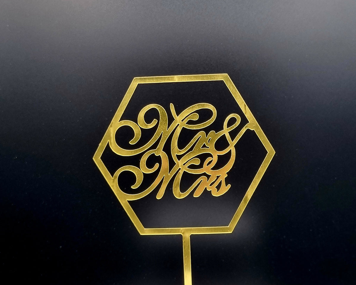 Taarttopper Mr & Mrs Hexagon – Goud