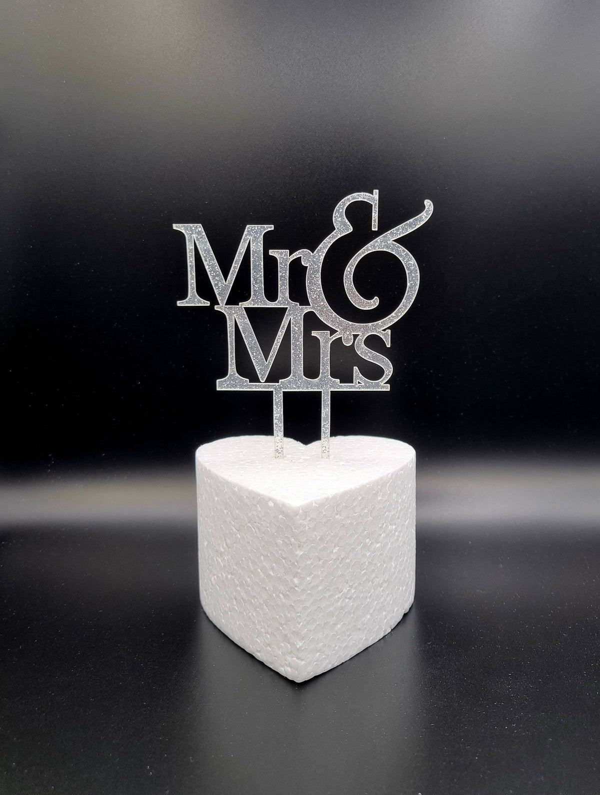 Taarttopper Mr & Mrs – Zilver Glitter
