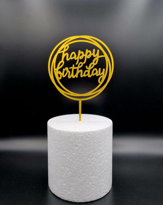 Taarttopper Happy Birthday Cirkel – Goud