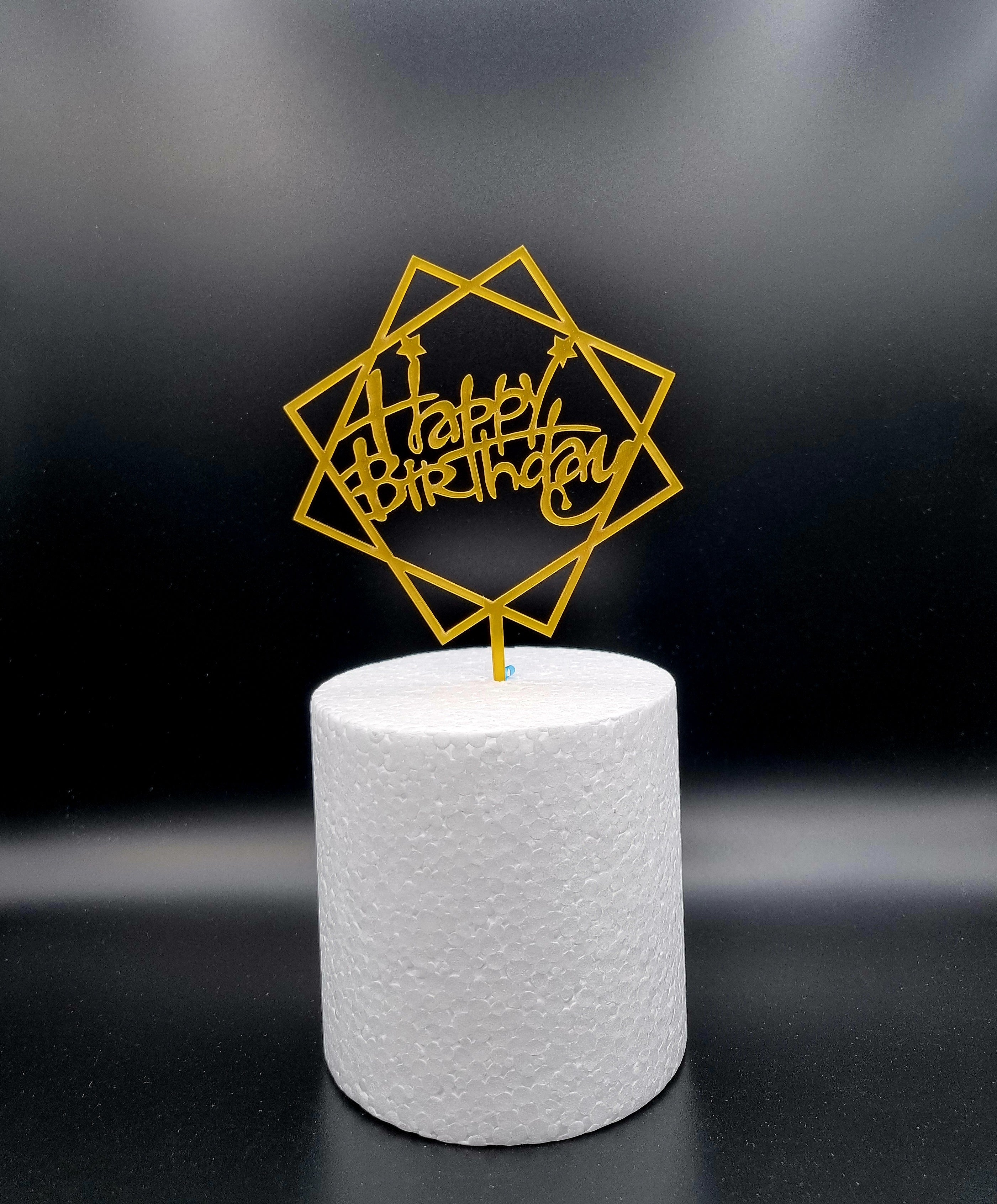 Happy Birthday - Sterretjes - Vierkant - Goud