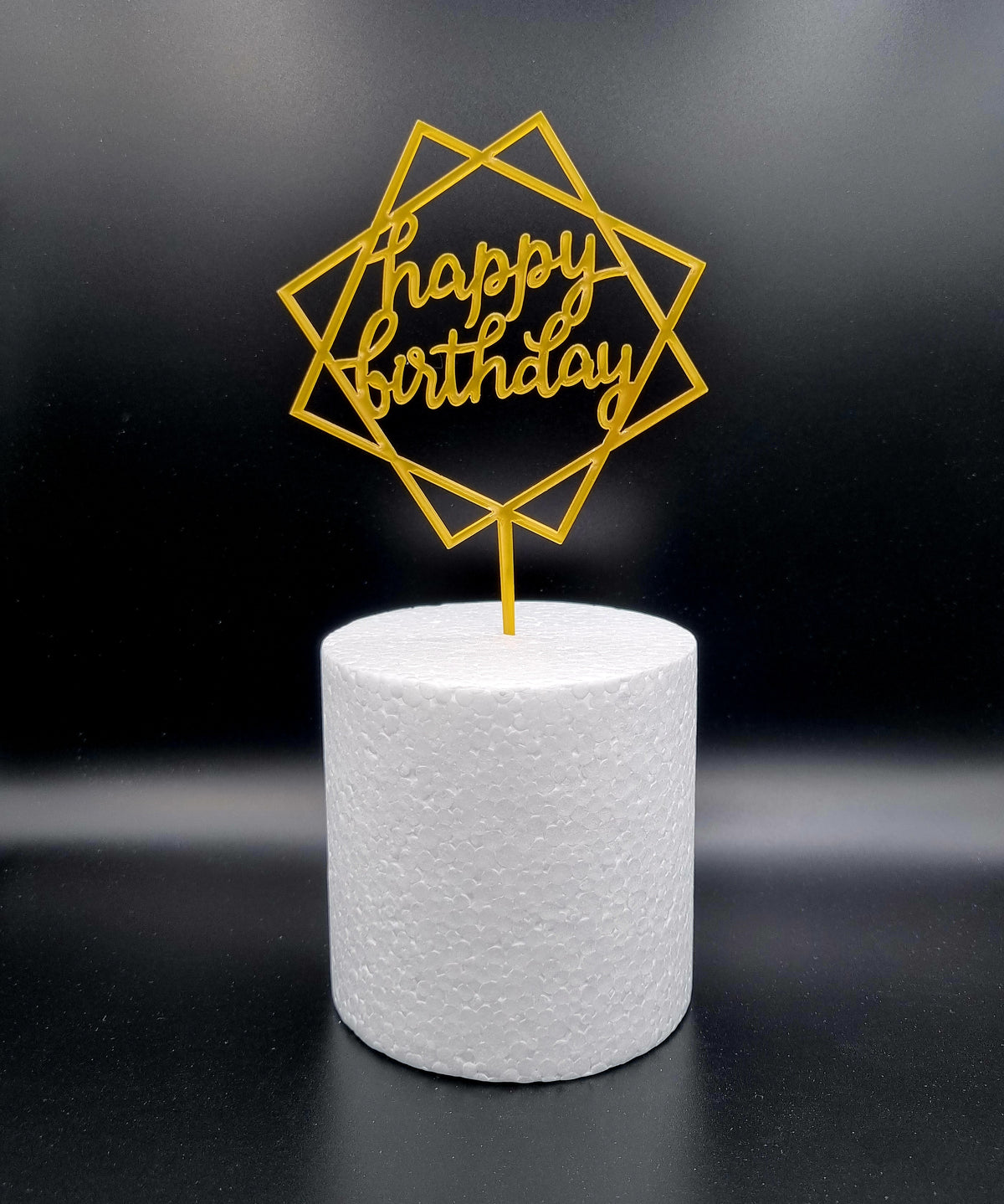 Taarttopper Happy Birthday Vierkant – Goud