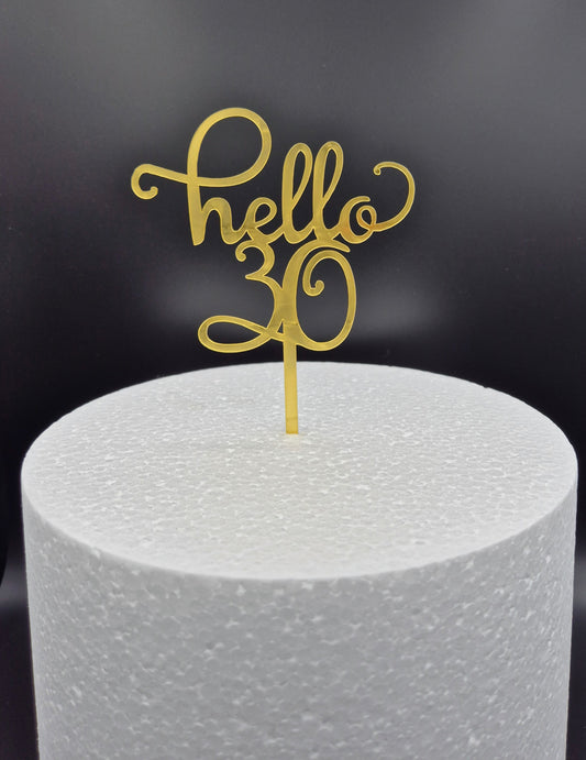 Taarttopper Hello 30 – Goud