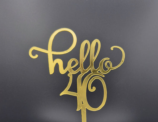 Taarttopper Hello 40 – Goud – foto 2