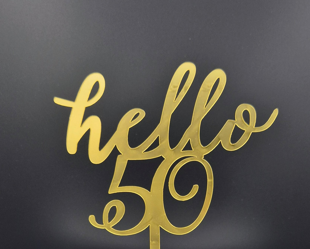 Taarttopper Hello 50 – Goud – foto 2