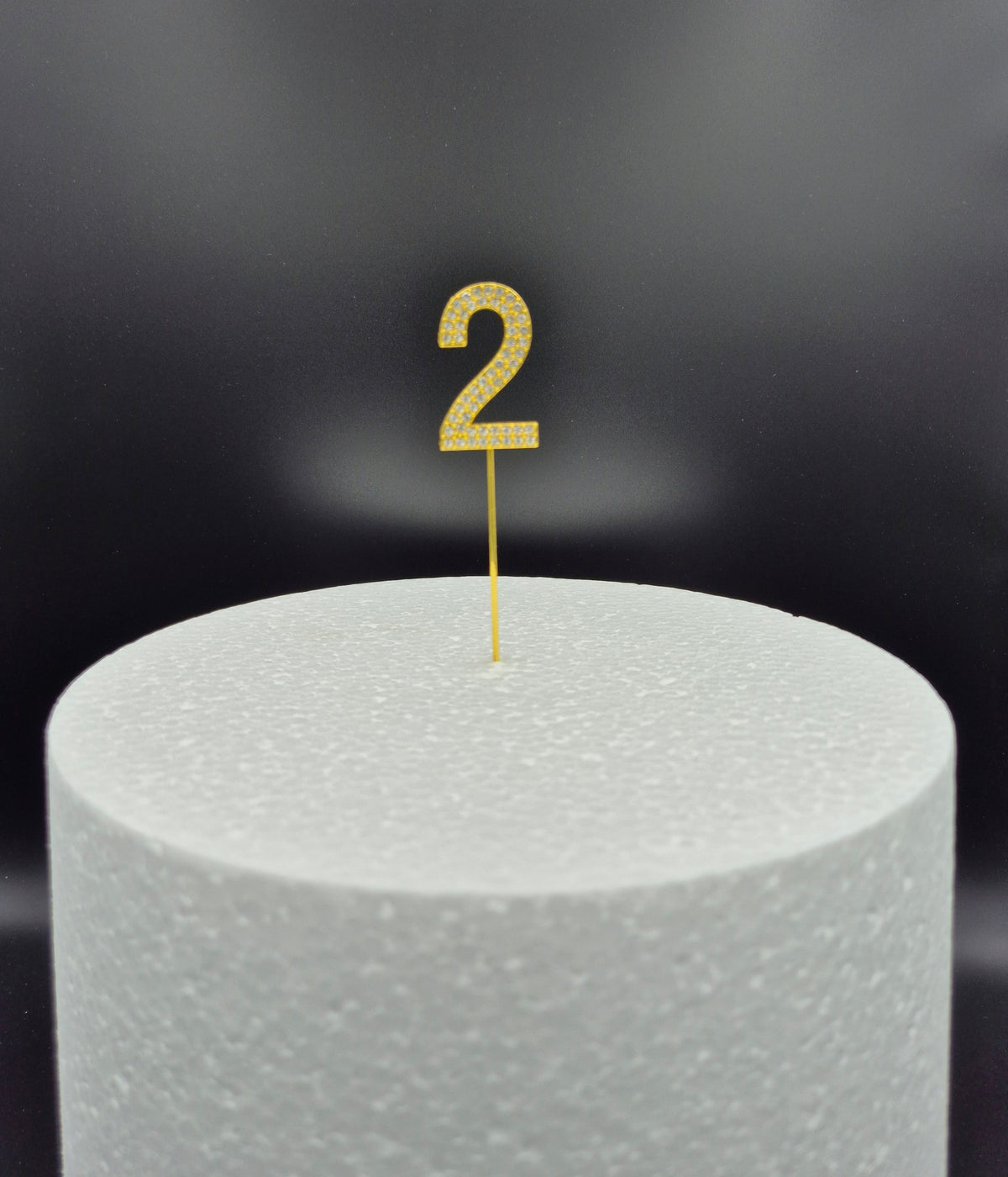Cijfer Taarttopper 0-9 met Steentjes – Goud Glitter, 11 cm – foto 2