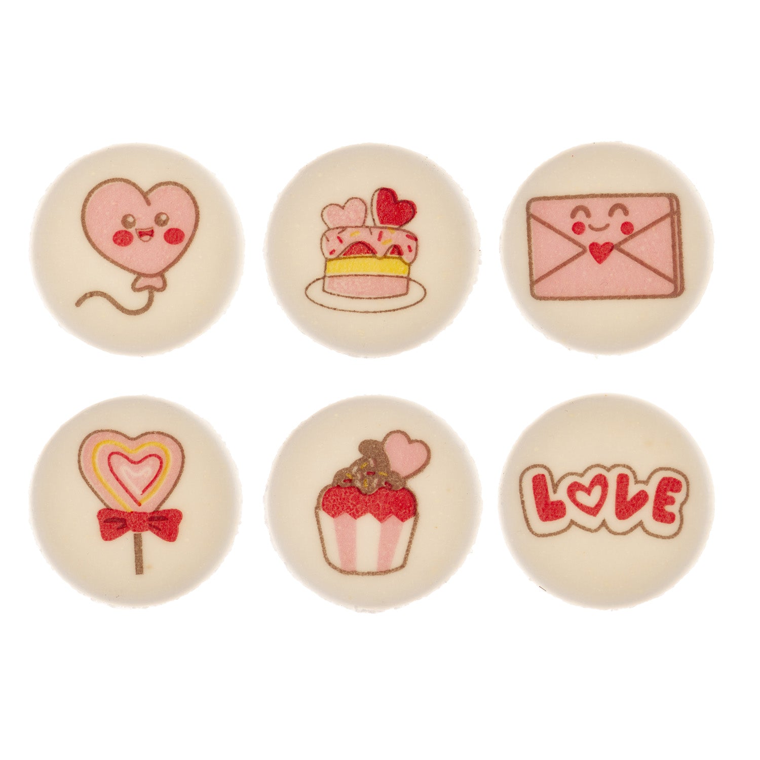 Valentijnsdag - Set van 6 - eetbare decoraties - hartje - love - liefde
