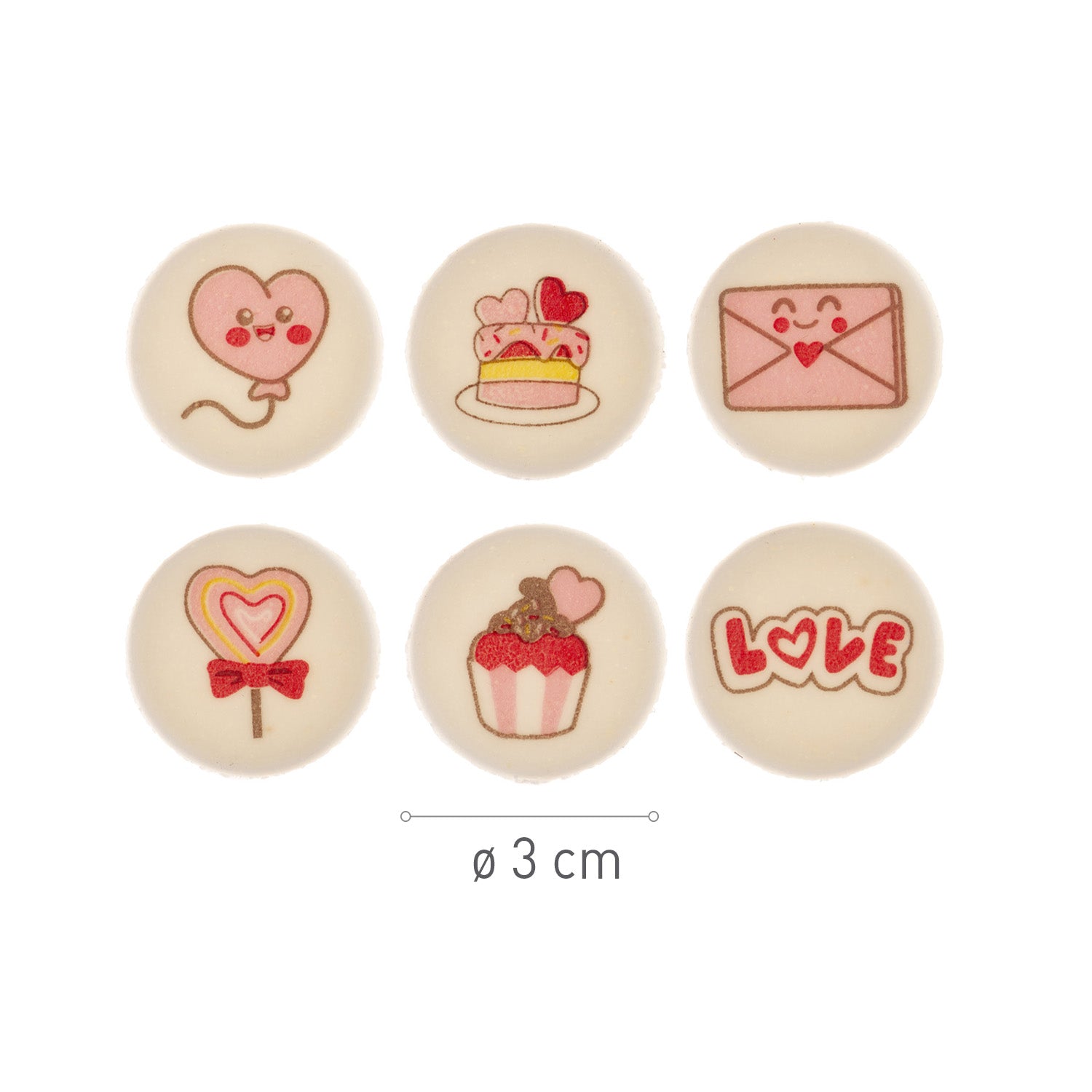 Valentijnsdag - Set van 6 - eetbare decoraties - hartje - love - liefde