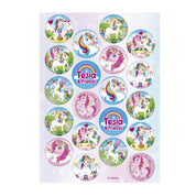 Set (20) eetbare unicorn discs cake toppers