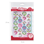 Set (20) eetbare unicorn discs cake toppers