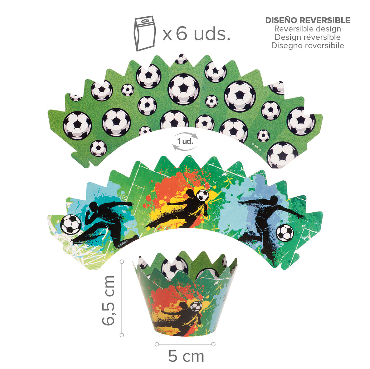 Voetbal cupcake wrappers met toppers (12 stuks)