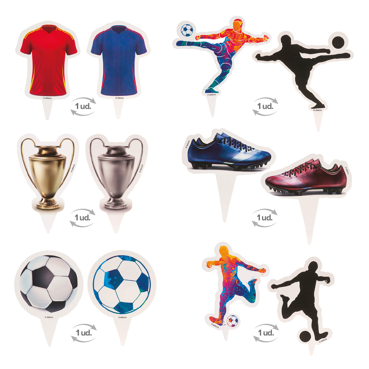 Voetbal cupcake wrappers met toppers (12 stuks)