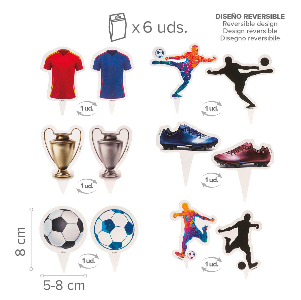 Voetbal cupcake wrappers met toppers (12 stuks)