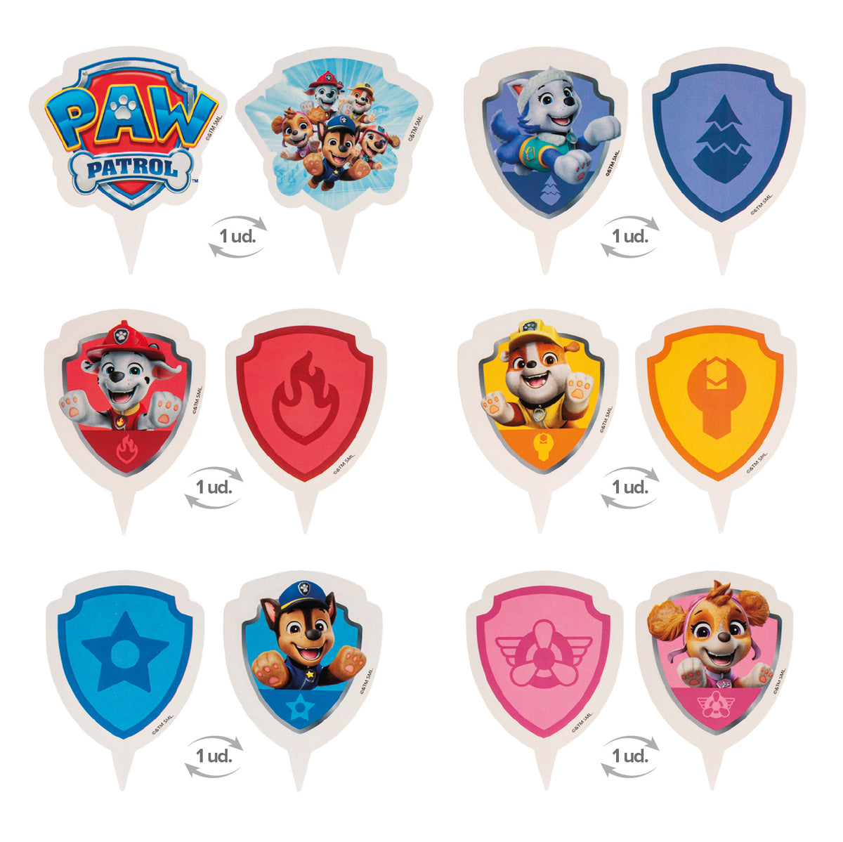 Paw Patrol cupcake wrappers met toppers (12 stuks)
