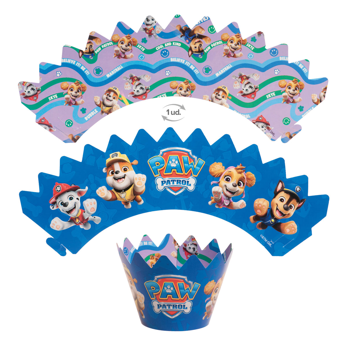 Paw Patrol cupcake wrappers met toppers (12 stuks)