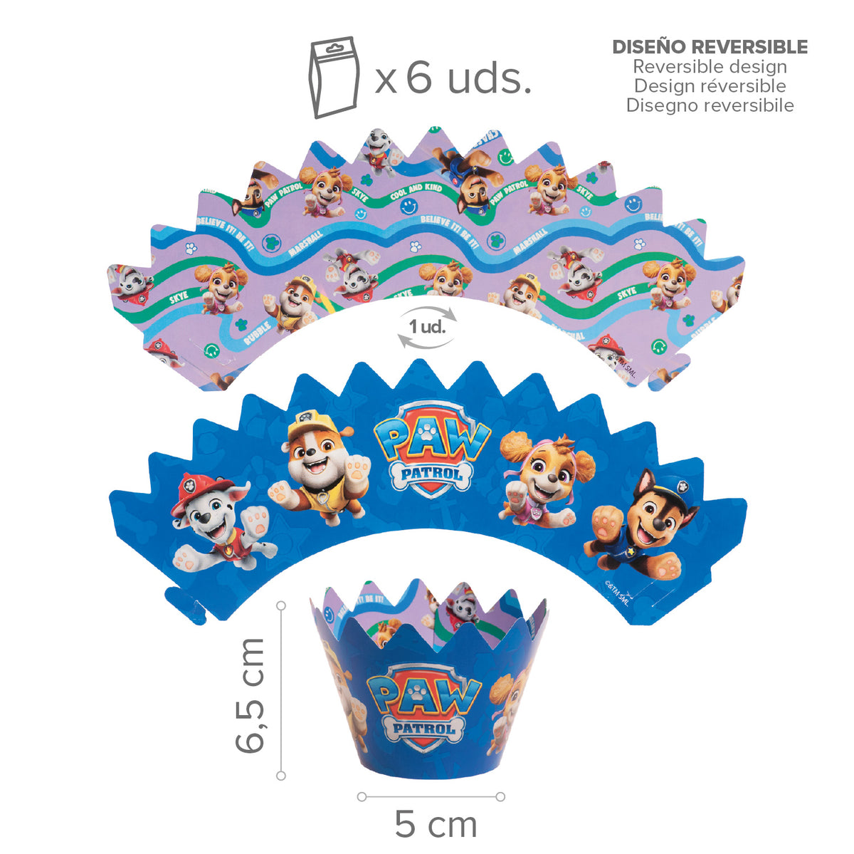 Paw Patrol cupcake wrappers met toppers (12 stuks)