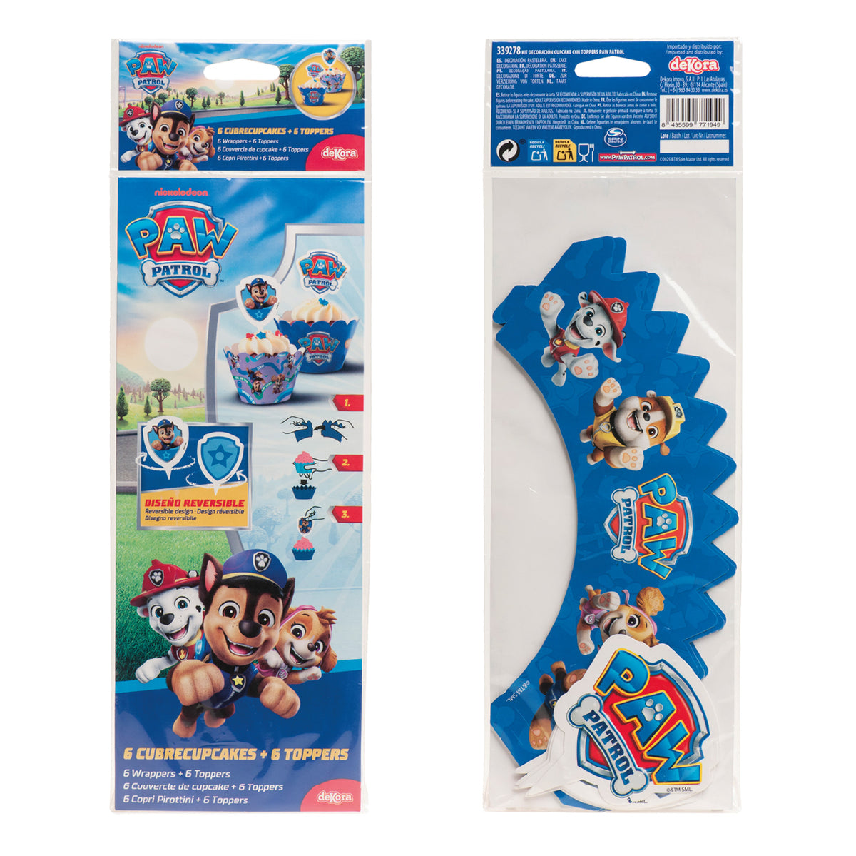 Paw Patrol cupcake wrappers met toppers (12 stuks)