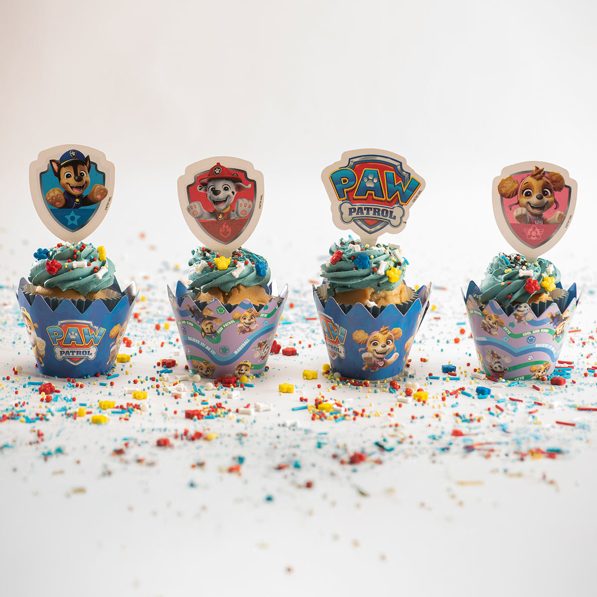 Paw Patrol cupcake wrappers met toppers (12 stuks)