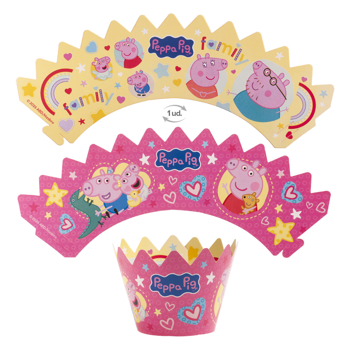 Peppa Pig cupcake wrappers met toppers (12 stuks)