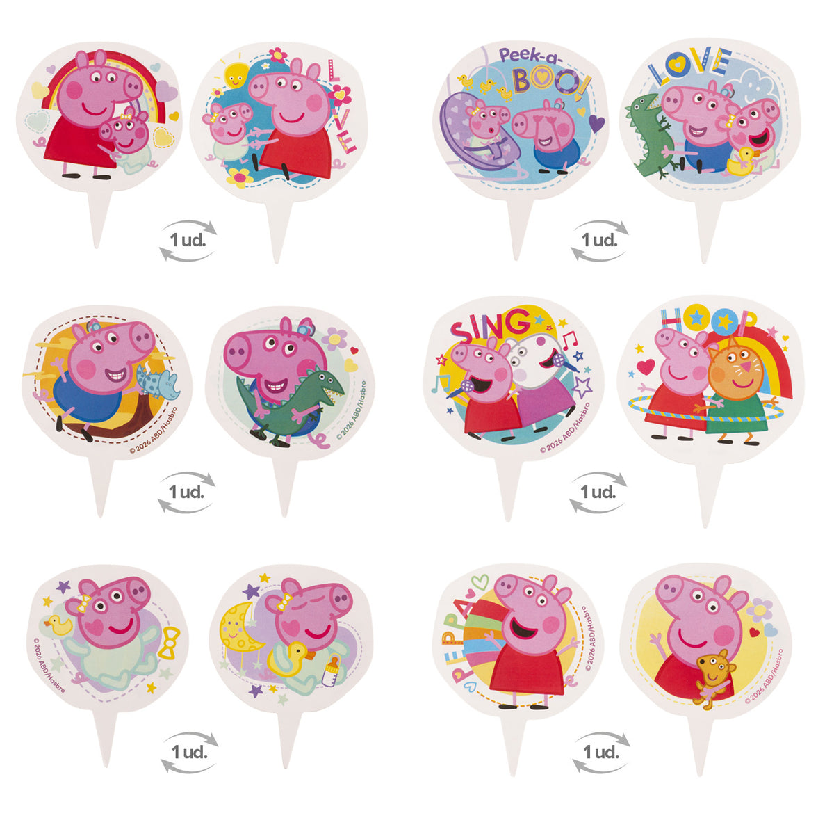 Peppa Pig cupcake wrappers met toppers (12 stuks)