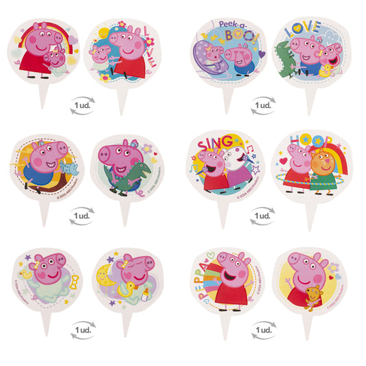Peppa Pig cupcake wrappers met toppers (12 stuks)
