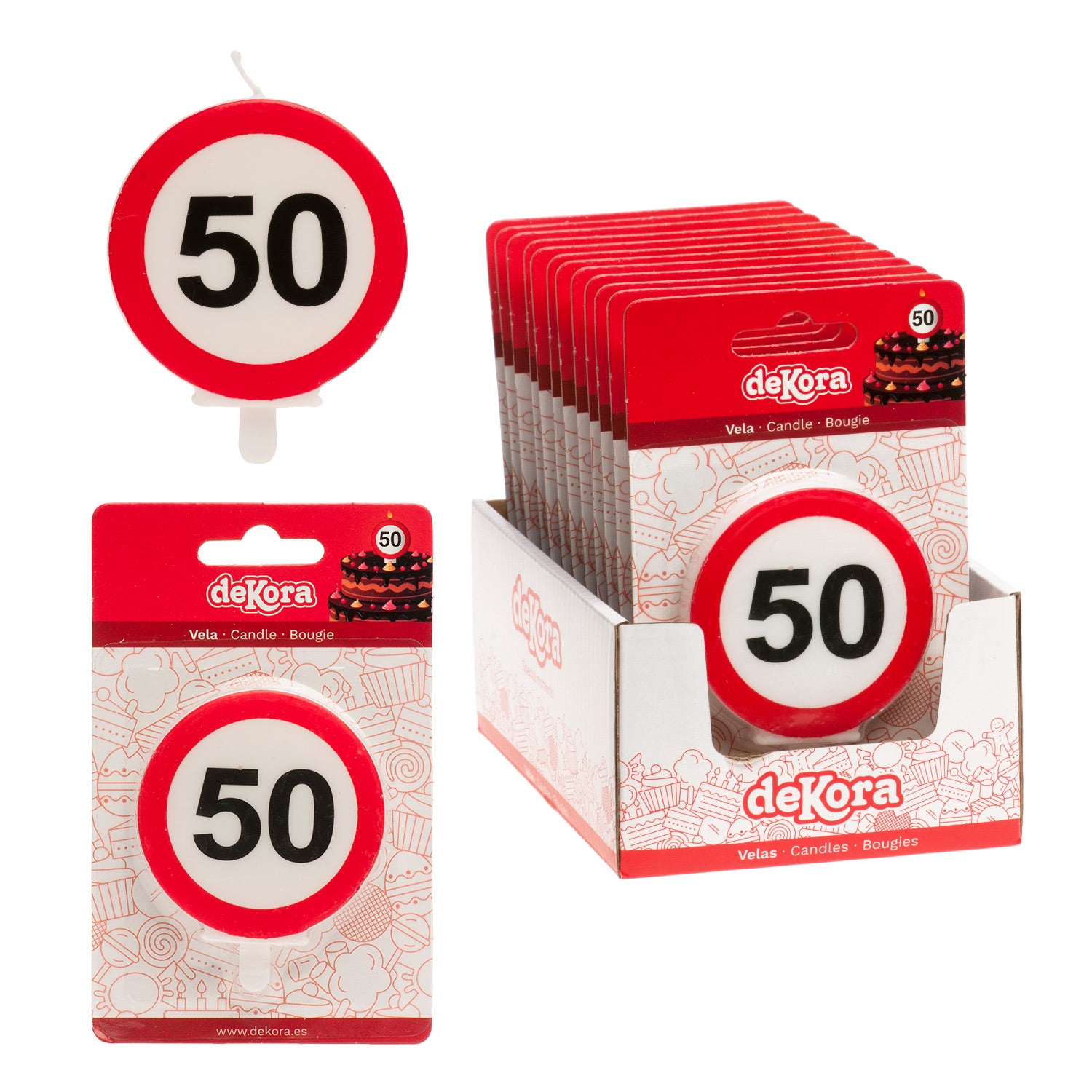 Verkeersbord Verjaardagskaars – Diverse Leeftijden (18/30/40/50/60 jaar)