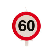 Verkeersbord Verjaardagskaars – Diverse Leeftijden (18/30/40/50/60 jaar)
