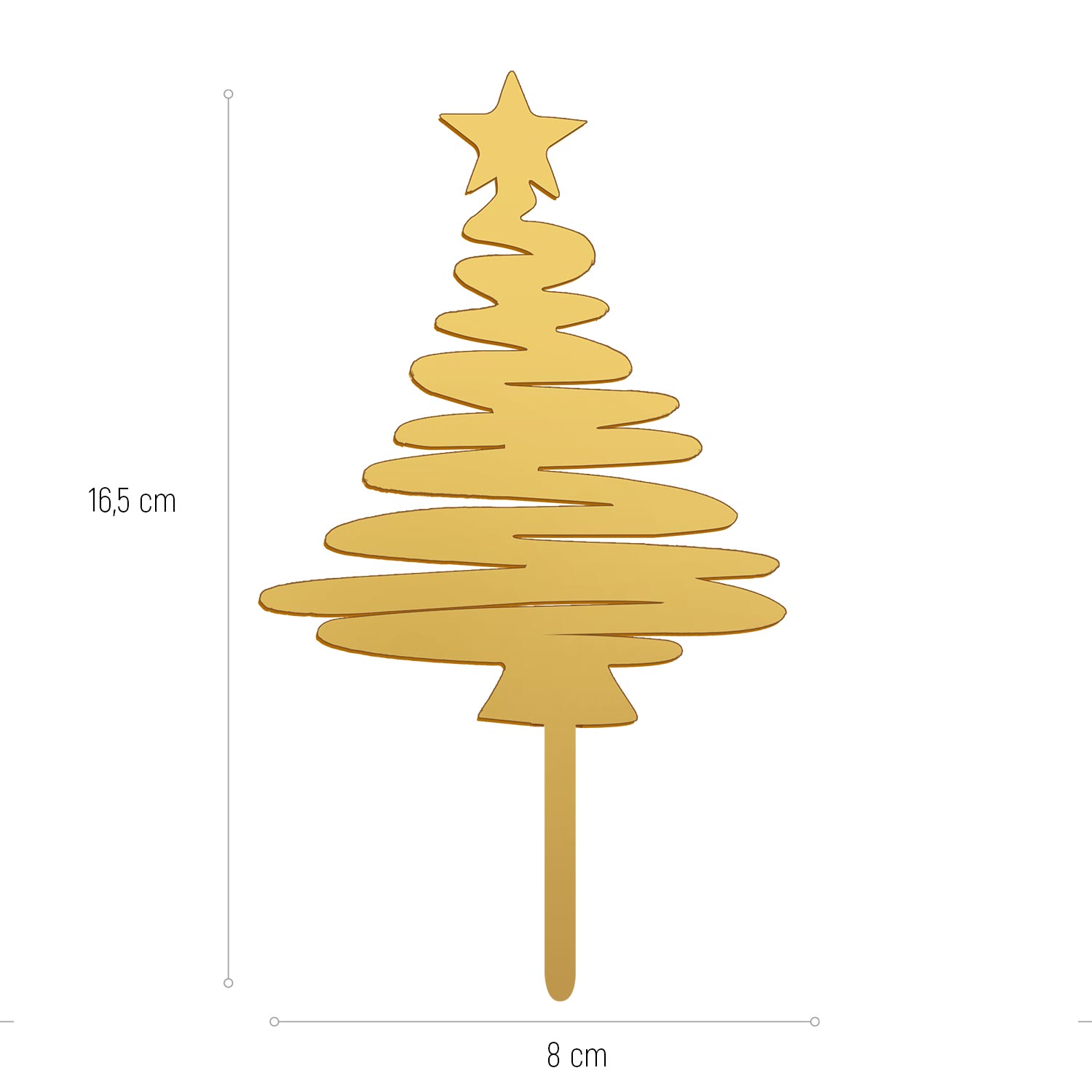 Kerstboom Taarttopper Goud – 16,5 x 8 cm