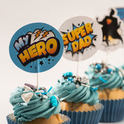 Vaderdag - Papieren Caketoppers Superdad - 8 stuks - 4 designs