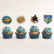 Vaderdag - Papieren Caketoppers Superdad - 8 stuks - 4 designs