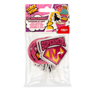 Moederdag - Papieren Caketoppers Supermom - 8 stuks - 4 designs