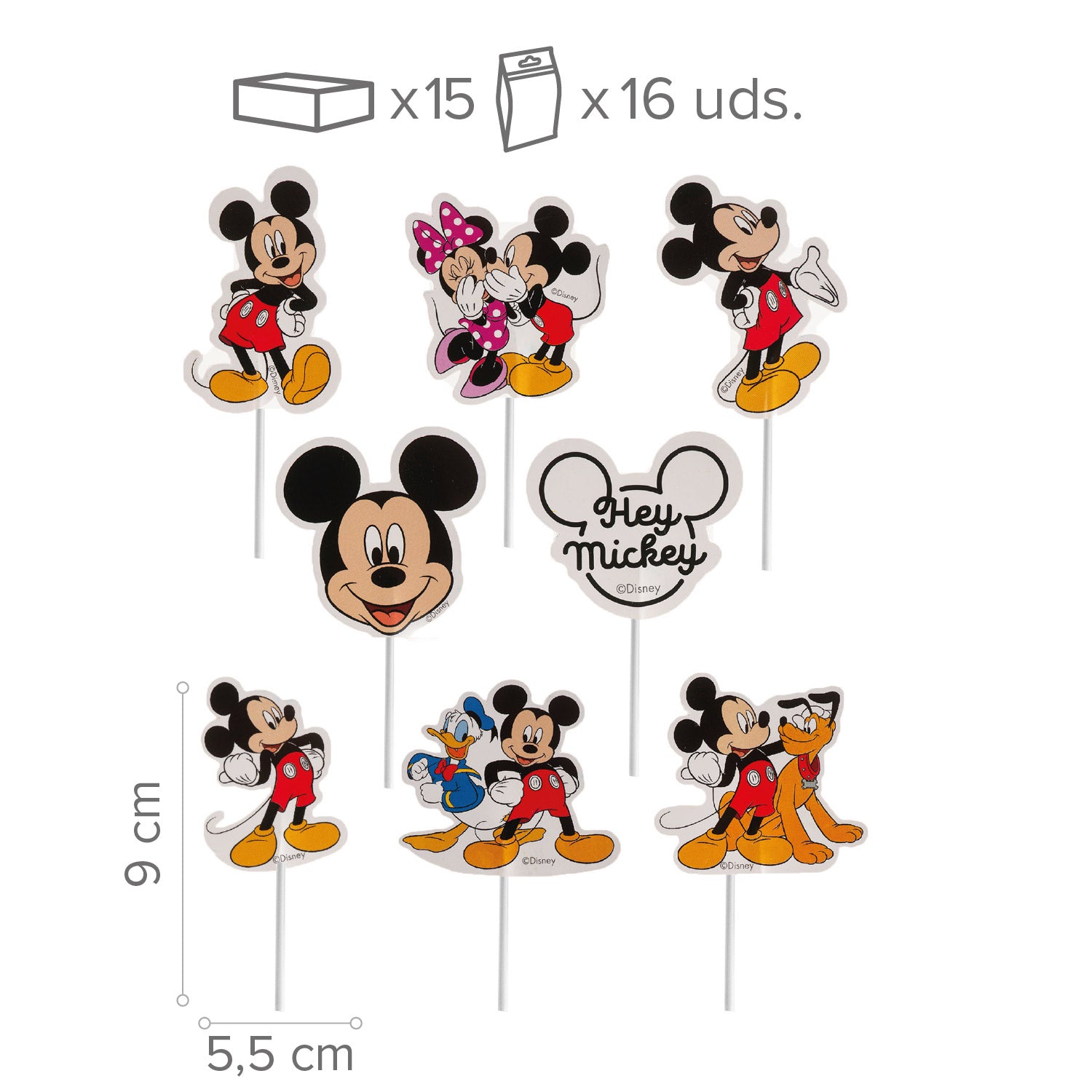 Cupcake Decoratie - Mickey Mouse - 16 stuks