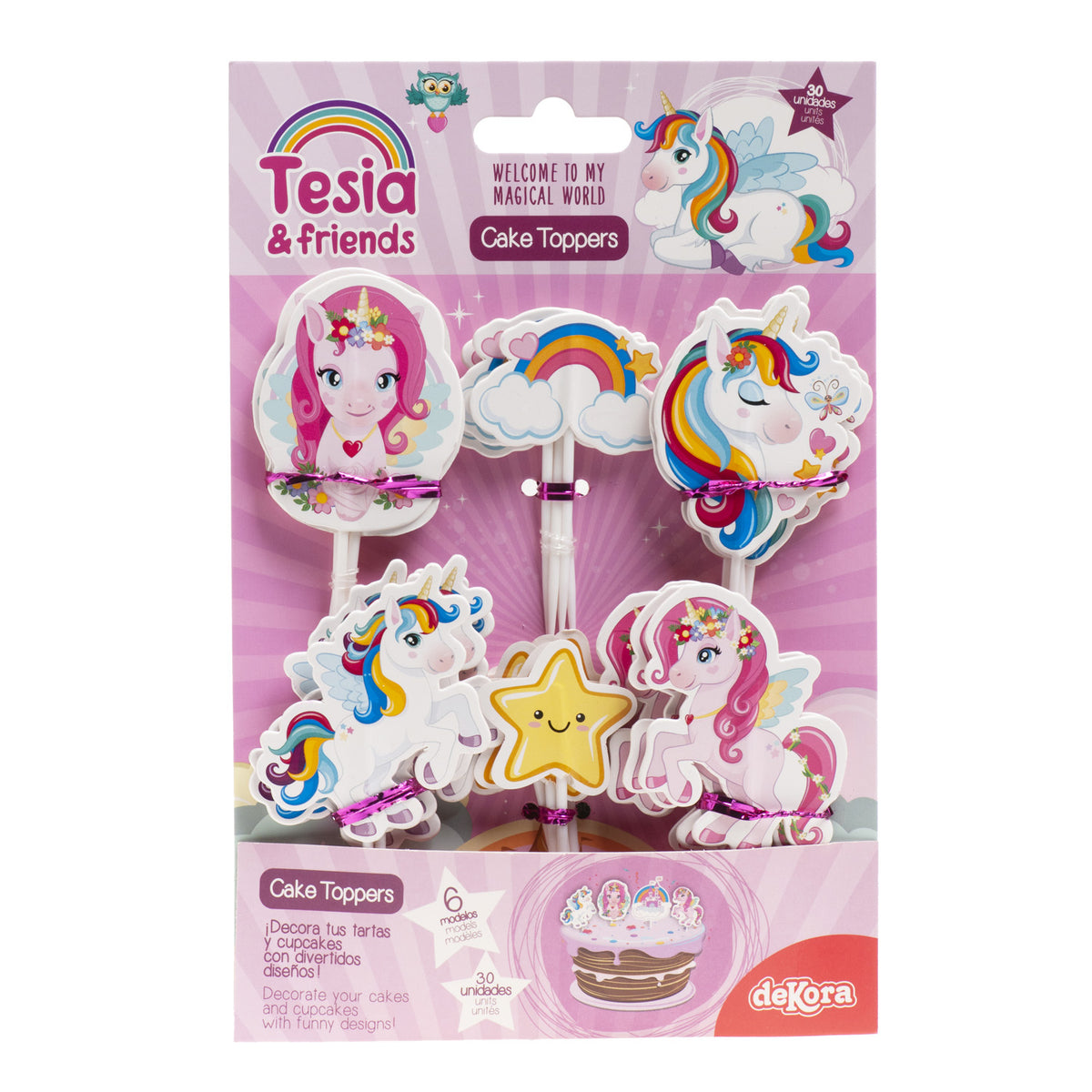Unicorn Cupcake Toppers – 30 stuks