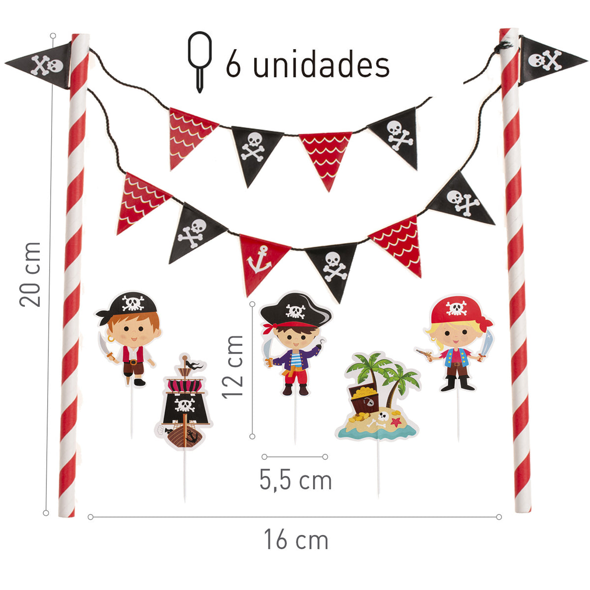 Piraten Cupcake Toppers – 6 stuks – foto 7
