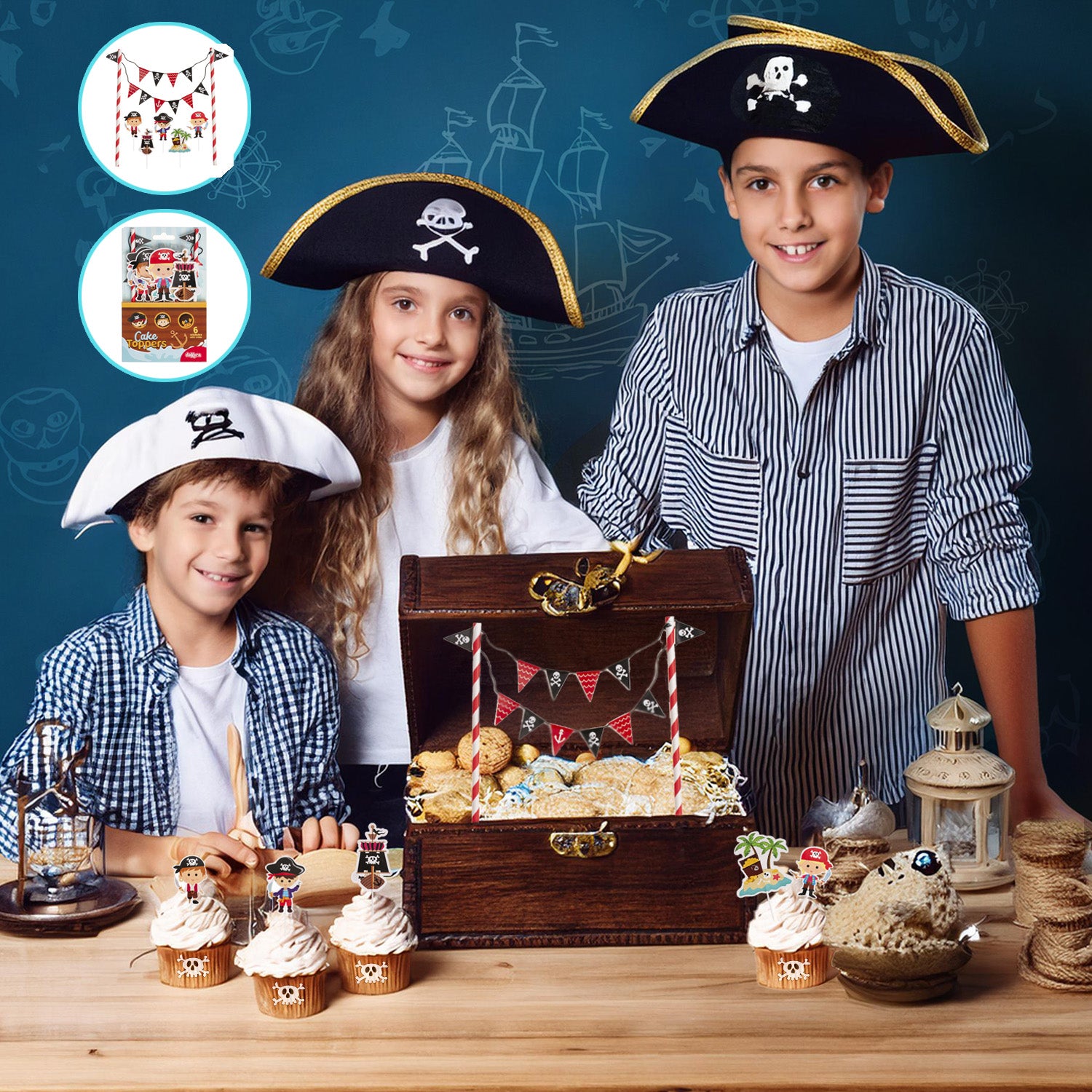 Piraten Cupcake Toppers – 6 stuks