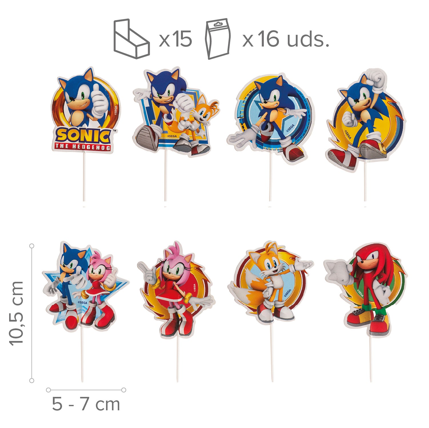 Sonic - Cupcake Toppers - 16 stuks per set