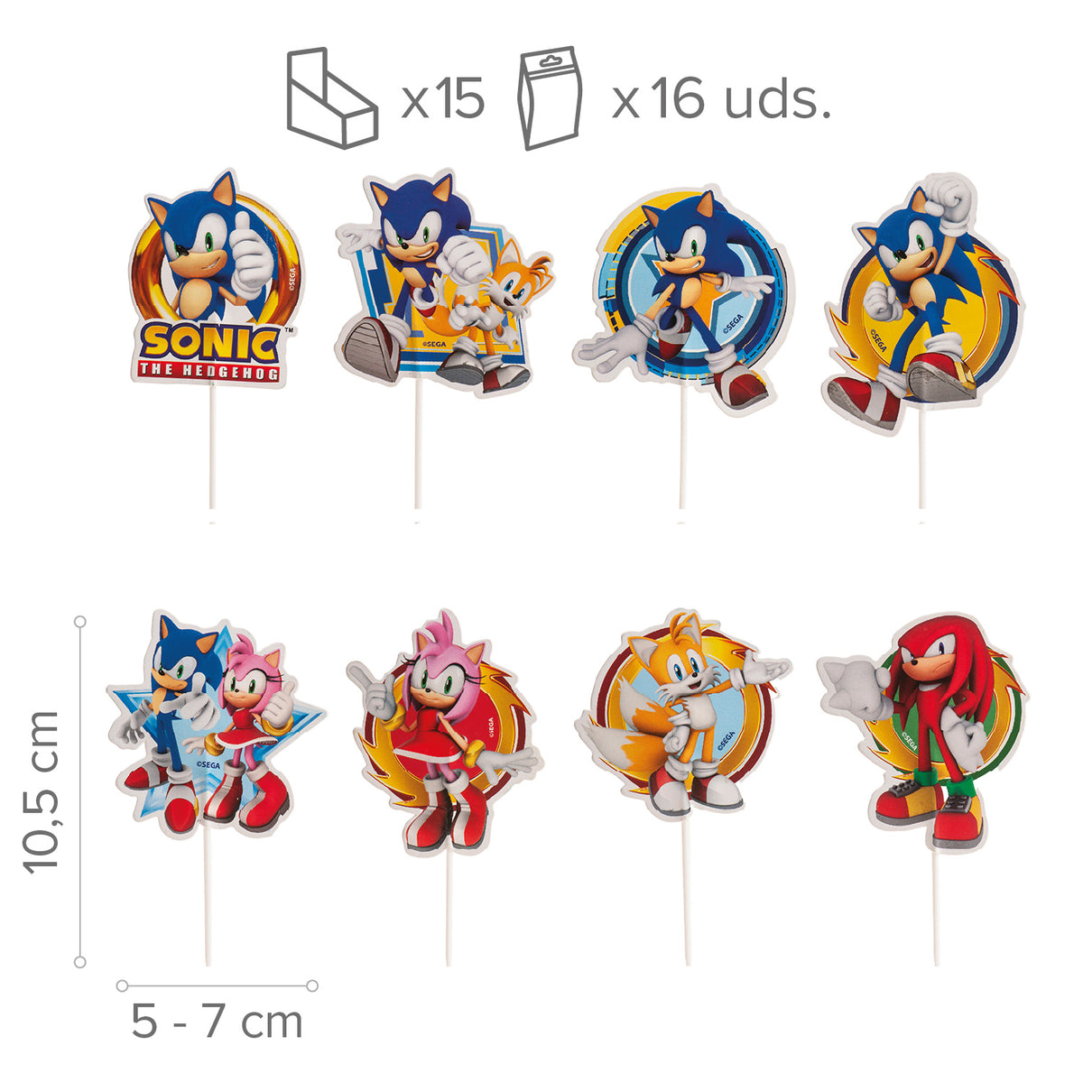 Sonic Cupcake Toppers – 16 stuks – foto 2