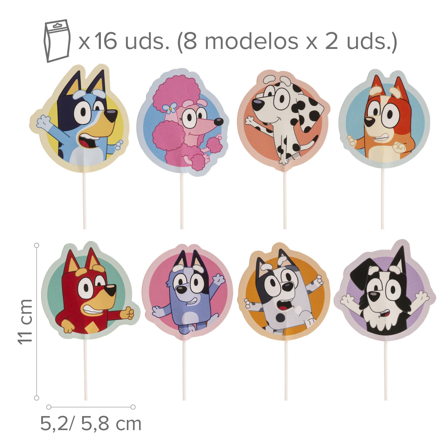 Bluey Cupcake Toppers – Set van 16 Stuks – Dekora