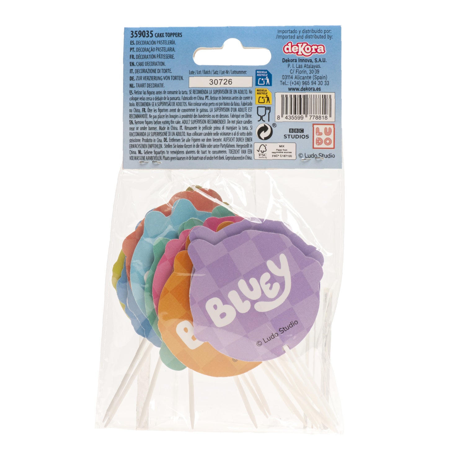 Bluey Cupcake Toppers – Set van 16 Stuks – Dekora