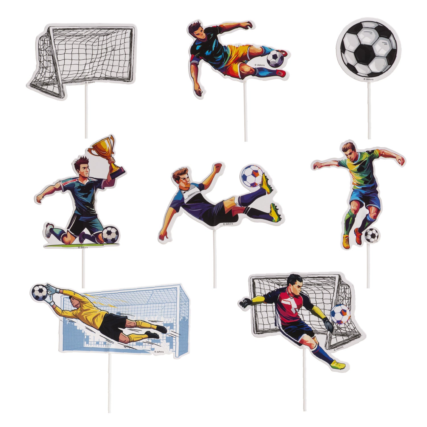 Voetbal Taartdecoratie Set - 16 Cupcake toppers - Voetballers, Doel & Voetbal