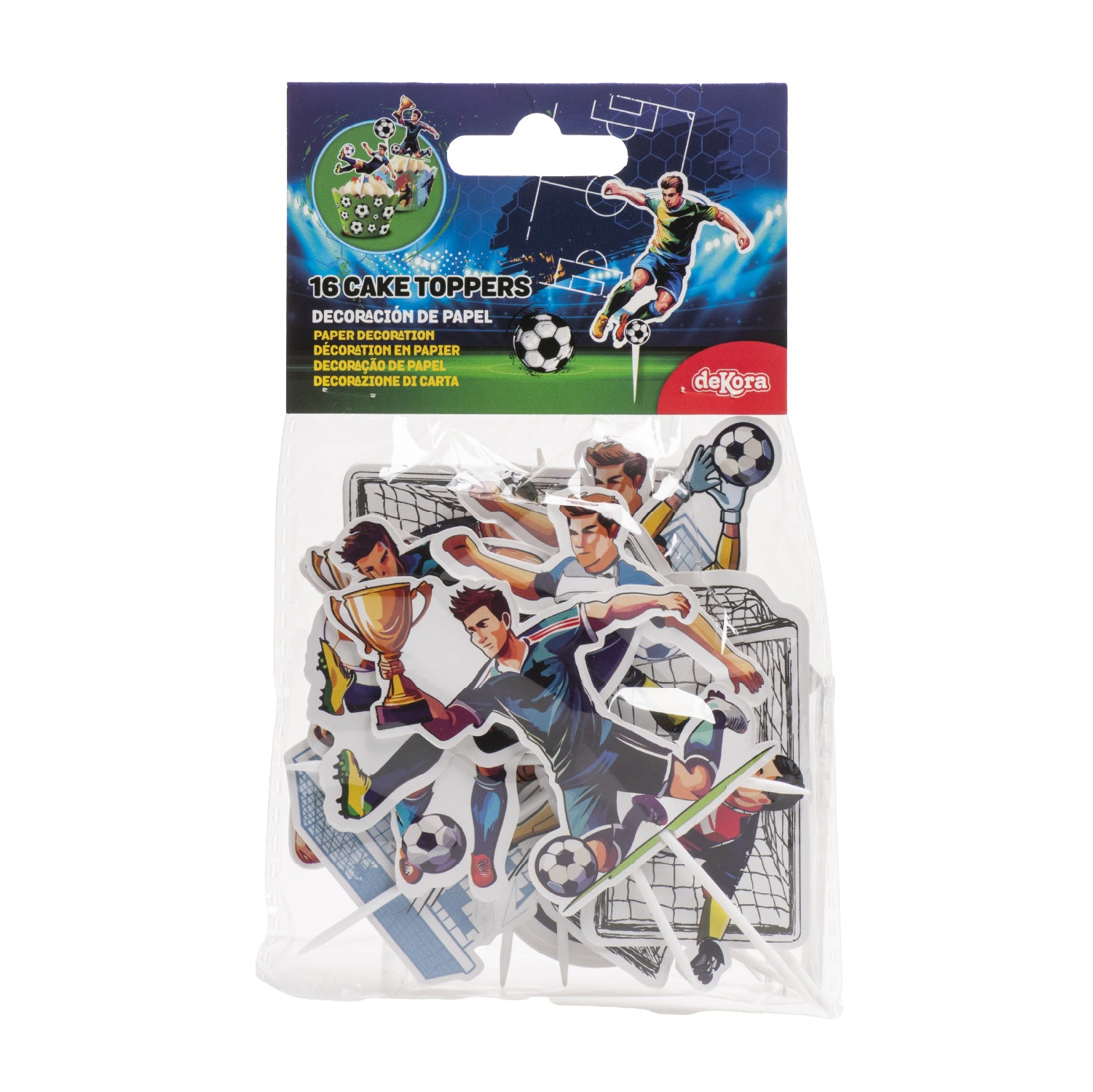 Voetbal Taartdecoratie Set - 16 Cupcake toppers - Voetballers, Doel & Voetbal