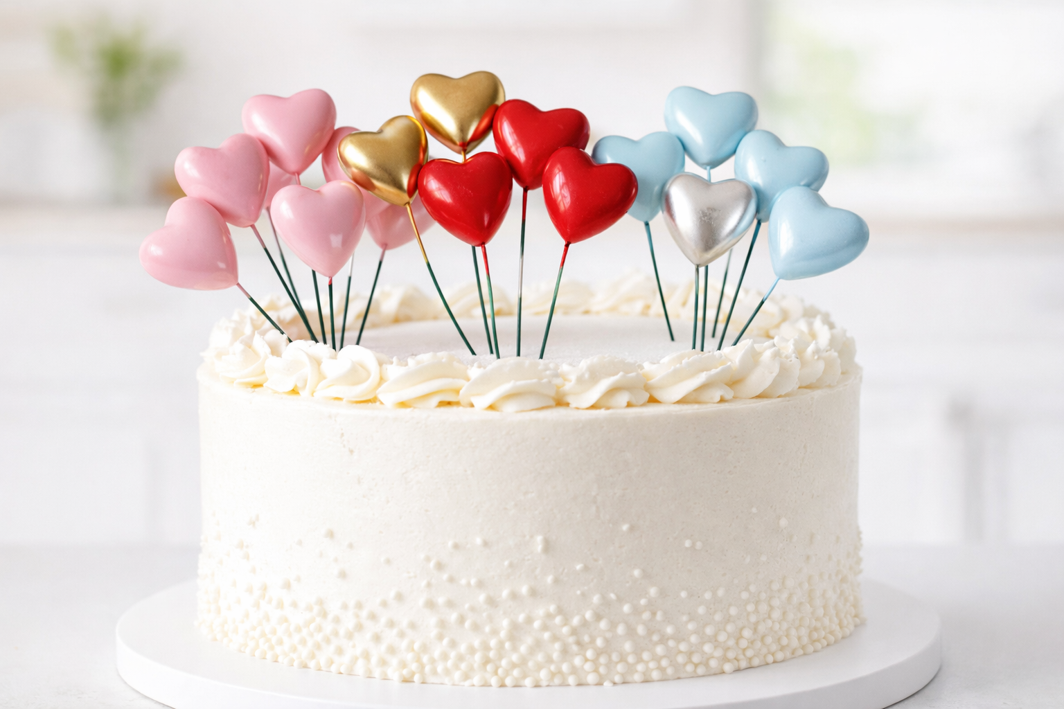 Hart Taart Toppers Set van 20 (2–4 cm) – Verkrijgbaar in Roze, Goud, Rood, Zilver & Lichtblauw