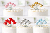Hart Taart Toppers Set van 20 (2–4 cm) – Verkrijgbaar in Roze, Goud, Rood, Zilver & Lichtblauw