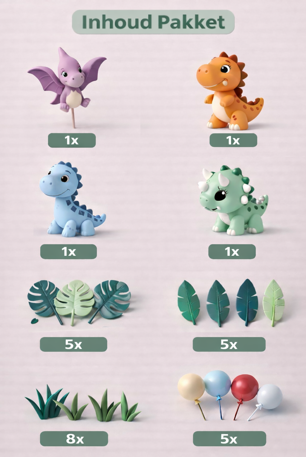 Taarttopper Figuren Set – Dino Thema (Complete Set)